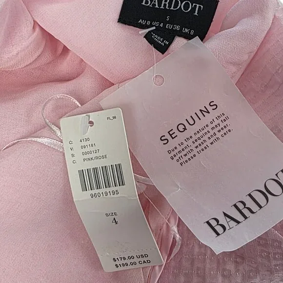 Bardot Aradia Sequin Halter Slip Dress, Pink, V-Neck, Event, Side Slit,  Size 4 - Picture 6 of 12